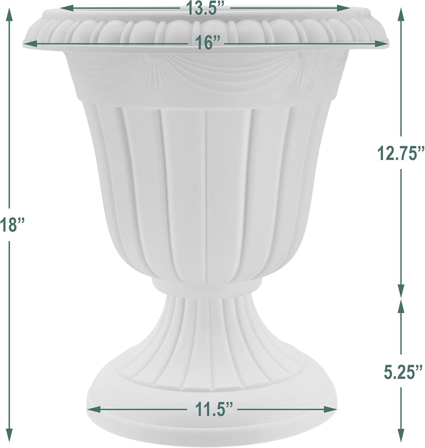Arcadia Garden Products PL10CP Classic Traditional Plastic Urn Planter Indoor/Outdoor, 15" x 13", Brushed Copper