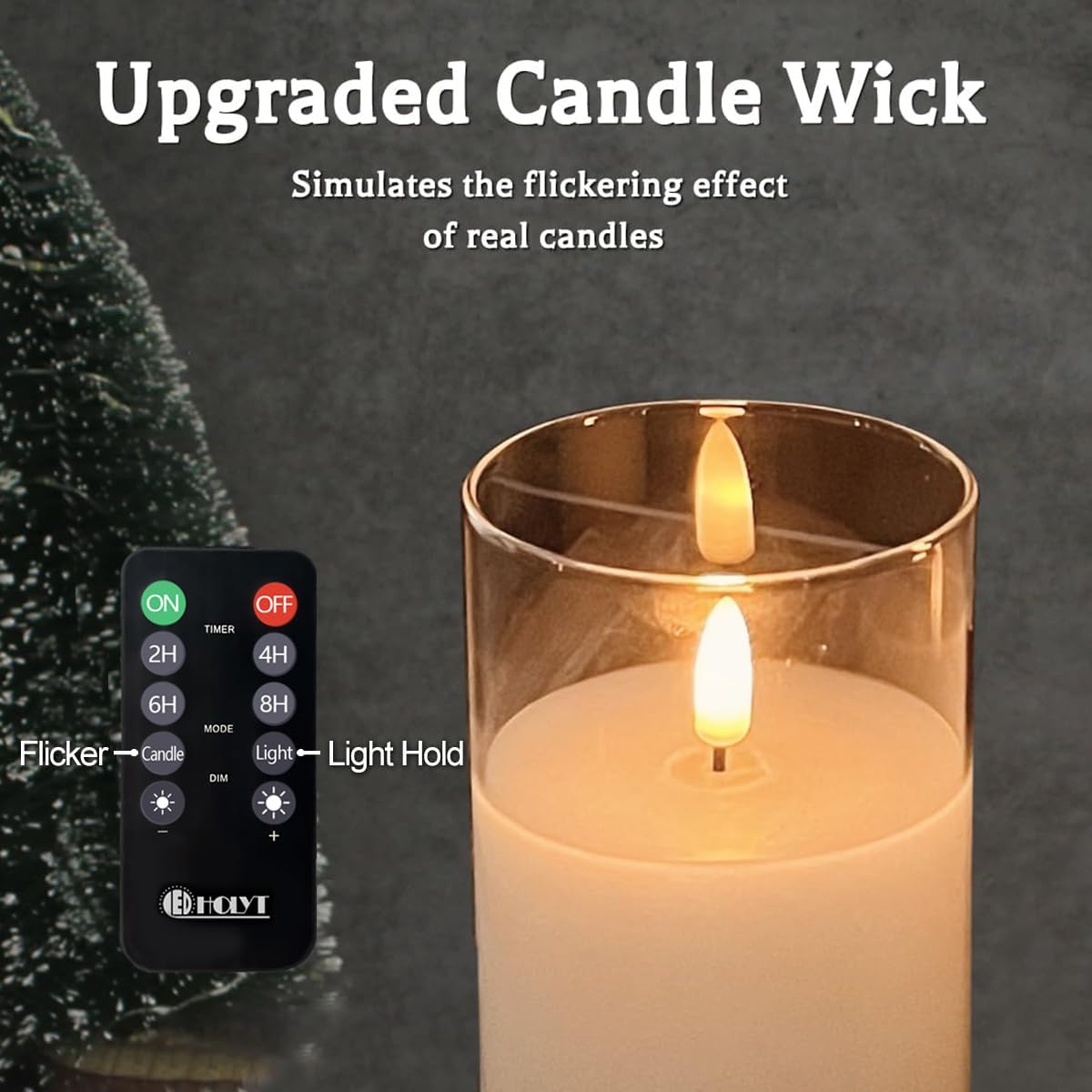 Rechargeable Flameless Glass Pillar Candles–Gifts for Women,–Set of 3, Realistic Flickering LED Light,Remote & Timer, Ideal for Living Room, Bedroom & Festival Wedding Home Party Decor