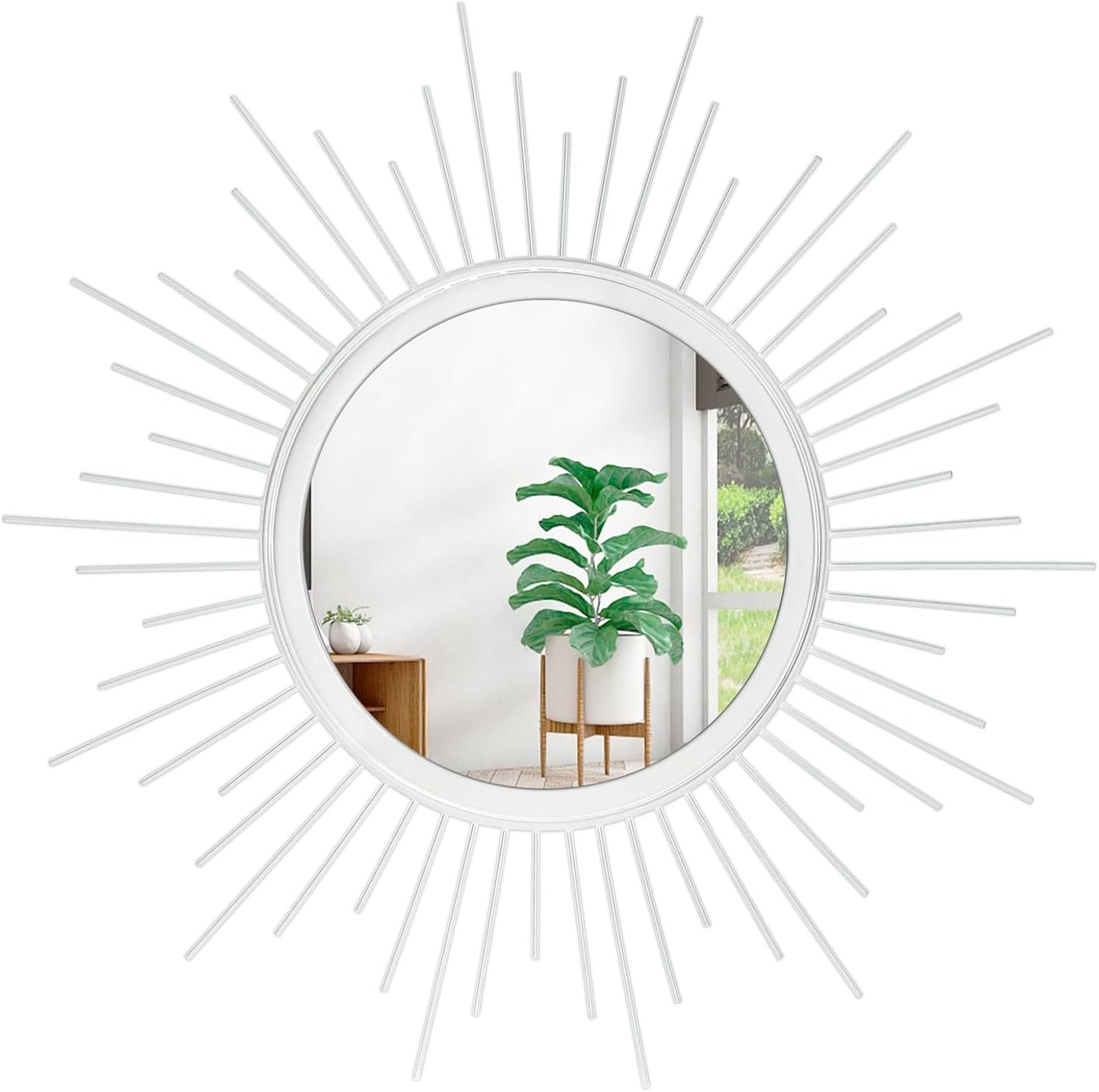 Gold Sunburst Mirrors for Wall Decorative Metal Round Art Mirrors Large Wall Decor Hanging Mirror for Bathroom Bedroom Living Room Vanity Entryway 16"