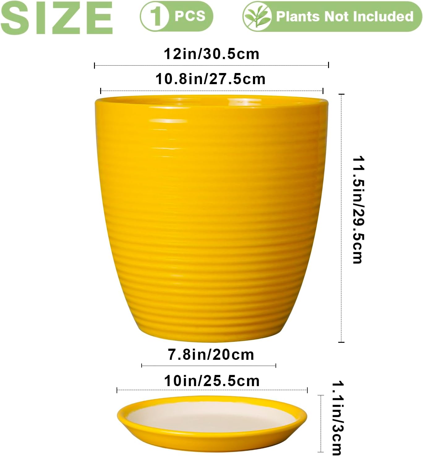 Ceramic Pots for Plants - 6 Inch Plant Pot with Drainage Hole and Saucer, Round Planters for Indoor Outdoor, Flower Pots, Modern Planter, Home Office Room Decor, Gifts for Plant Lovers, White