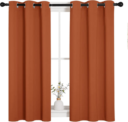 NICETOWN Halloween Pitch Black Solid Thermal Insulated Grommet Blackout Curtains/Drapes for Bedroom Window (2 Panels, 42 inches Wide by 63 inches Long, Black) - Colors B