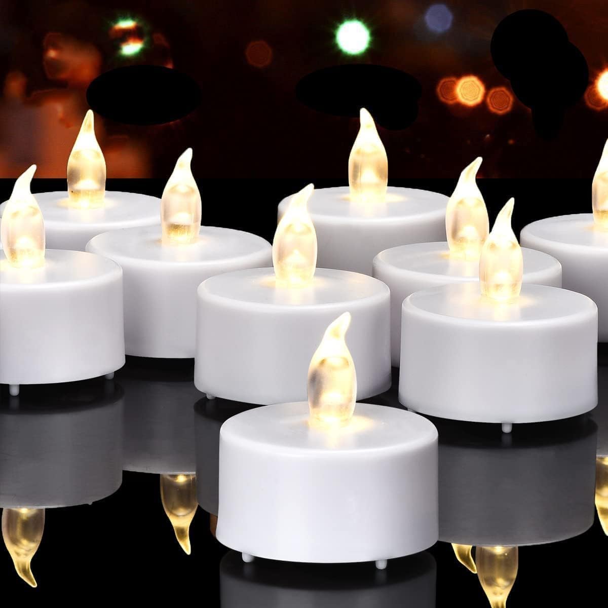 Battery Operated LED Tea Lights: 24PACK Flameless Votive Candles Lamp Realistic and Bright Flickering Holiday Gift Long Lasting 200Hours for Seasonal & Festival Celebration Warm White