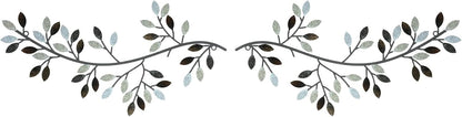 Hotop 2 Pieces Metal Tree Leaf Wall Decor Vine Olive Branch Leaf Wall Art Wrought Iron Scroll Sculptures Above the Bed, Living Room, Outdoor Decoration (Classic Style,Black)