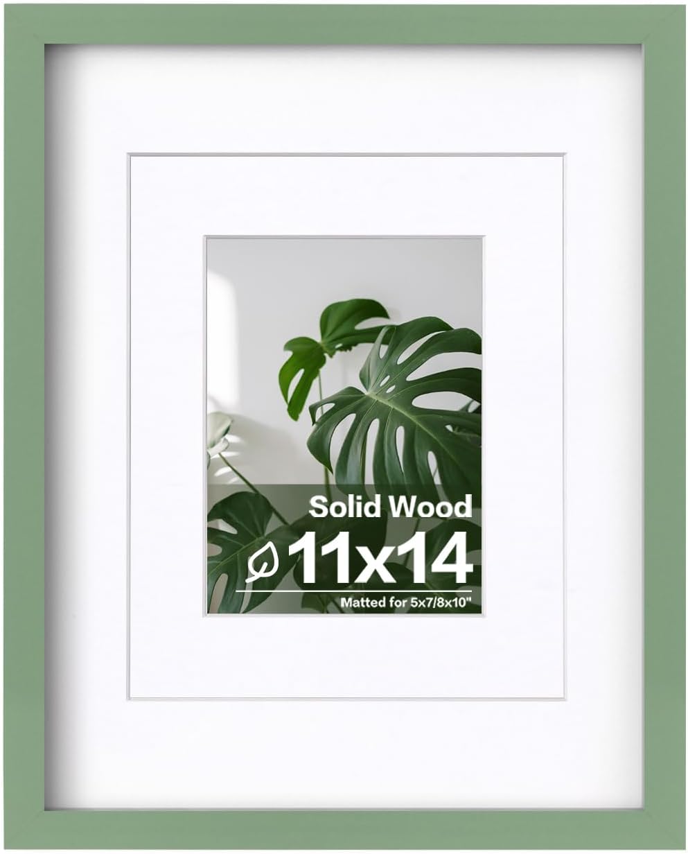 Egofine 12x16 Picture Frame Black, Covered by Plexiglass Made of Solid Wood, Display Pictures 9x12 and 11x14 with Mat or 12x16 Without Mat, for Wall Mounting Photo Frame - Colors A
