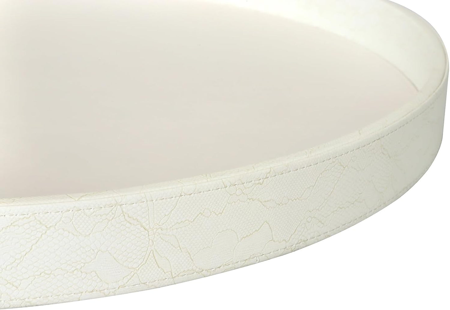HofferRuffer Round Serving Tray 20'', Elegant Faux Leather Circle Ottoman Table Tray, Serve Tea Coffee Breakfast in Bedroom Living Room Kitchen (Brown)