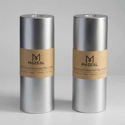 MOZEAL 3" x 4" Hand-Poured Unscented Candle,Dripless Pillar Candle Set of 3,Long Clean Burning,Approx 72 Hours Burn Time,Rustic Country Style,Wedding,Dinner,Christmas and Home Decor,White