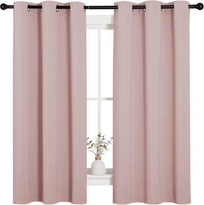 NICETOWN Halloween Pitch Black Solid Thermal Insulated Grommet Blackout Curtains/Drapes for Bedroom Window (2 Panels, 42 inches Wide by 63 inches Long, Black) - Colors D
