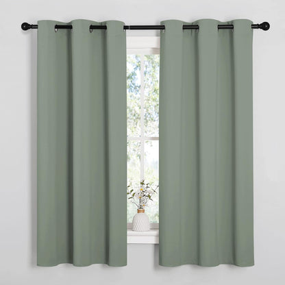 NICETOWN Halloween Pitch Black Solid Thermal Insulated Grommet Blackout Curtains/Drapes for Bedroom Window (2 Panels, 42 inches Wide by 63 inches Long, Black) - Colors B