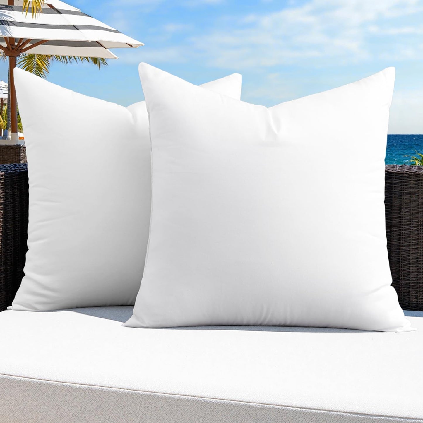 MIULEE Pack of 2 12x20 Outdoor Pillow Inserts, Outdoor Throw Pillows Water-Resistant Decorative Premium Lumbar Pillow Stuffer Sham for Porch Swing Couch Sofa Cushion Patio Furniture