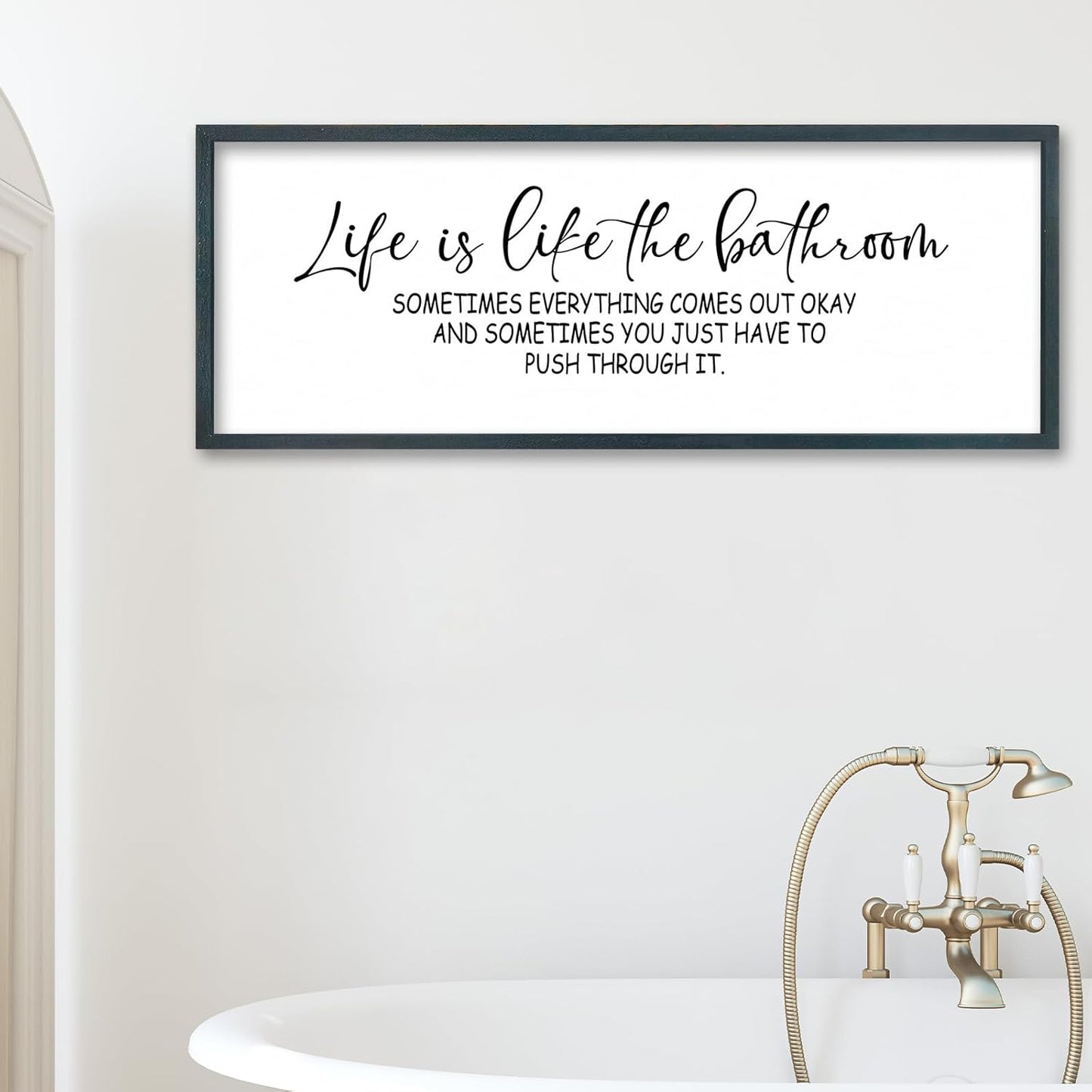 FZMHASLWW Gather Sign Wall Decor 32"×12" Large Wooden Framed for Dining Room Simple Home Kitchen Hanging Art (Wood)