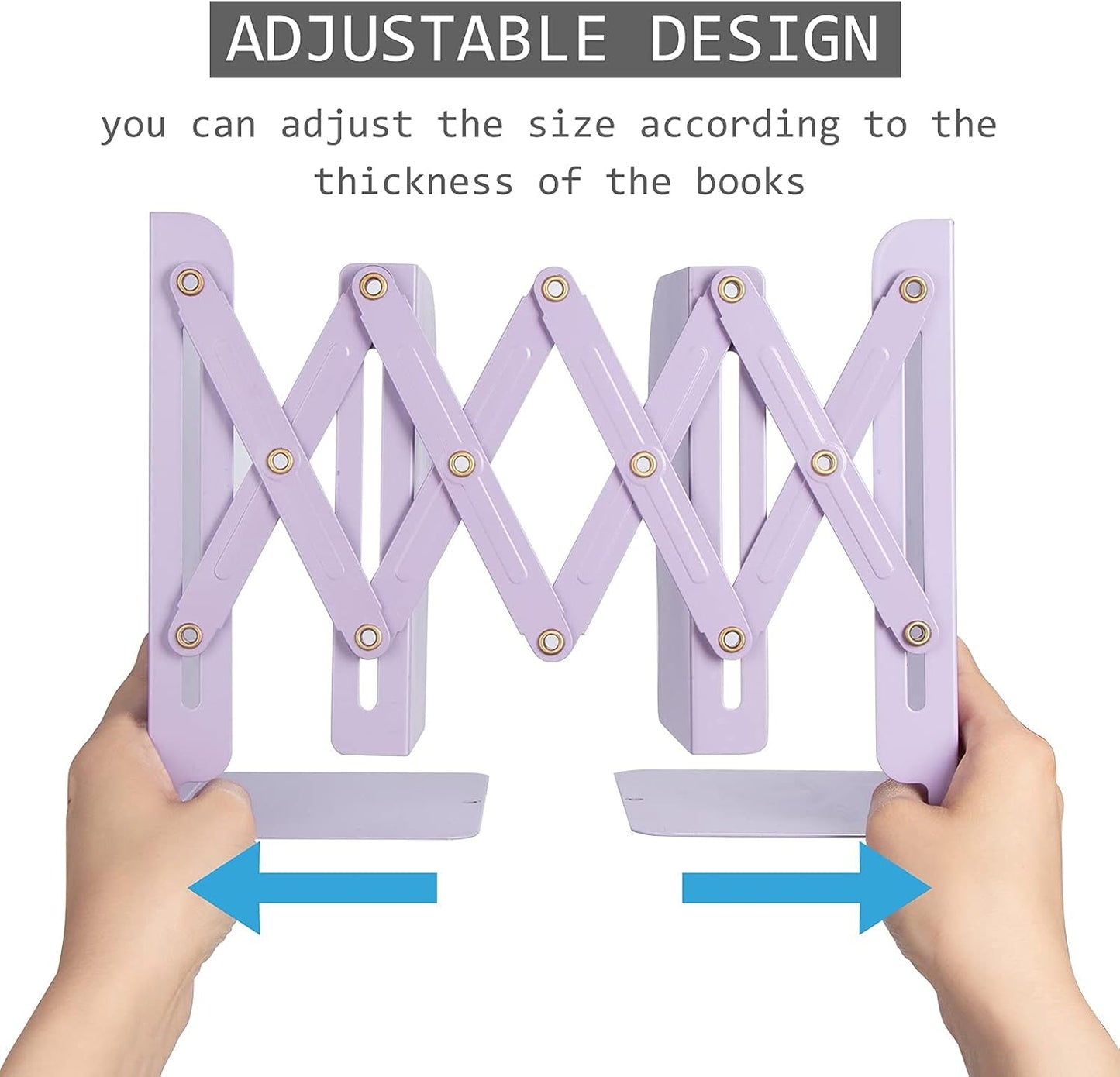 Aobopar Adjustable Book Ends, Metal Bookends for Heavy Books, Desk Book Holder for Shelves, Book Organizer for Desk, Suitable for Office, Home and School Use (Black)