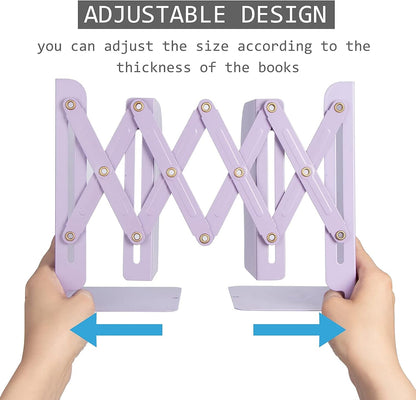 Aobopar Adjustable Book Ends, Metal Bookends for Heavy Books, Desk Book Holder for Shelves, Book Organizer for Desk, Suitable for Office, Home and School Use (Black)