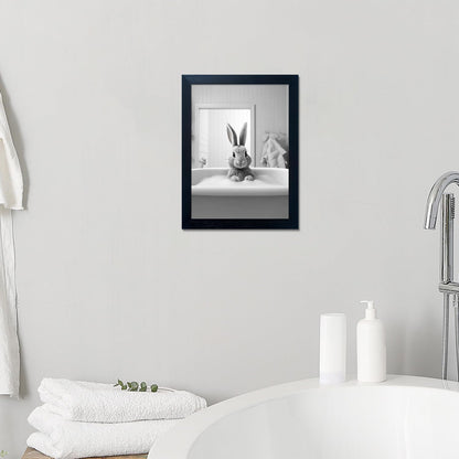 Bathroom Picture Wall Decor, Framed Black and White Bathroom Wall Art, Toilet Paper in Little Funny Raccoon's Hand Animal Canvas Print Painting