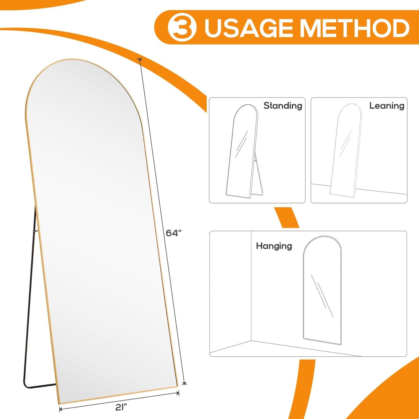 Mirror Full Length, Upgraded 16"x59" Body Wall Mirrors with Shatter-Proof Glass, Floor Standing, Hanging or Leaning, Tall Mirror with Stand Aluminum Alloy Frame for Bedroom Cloakroom