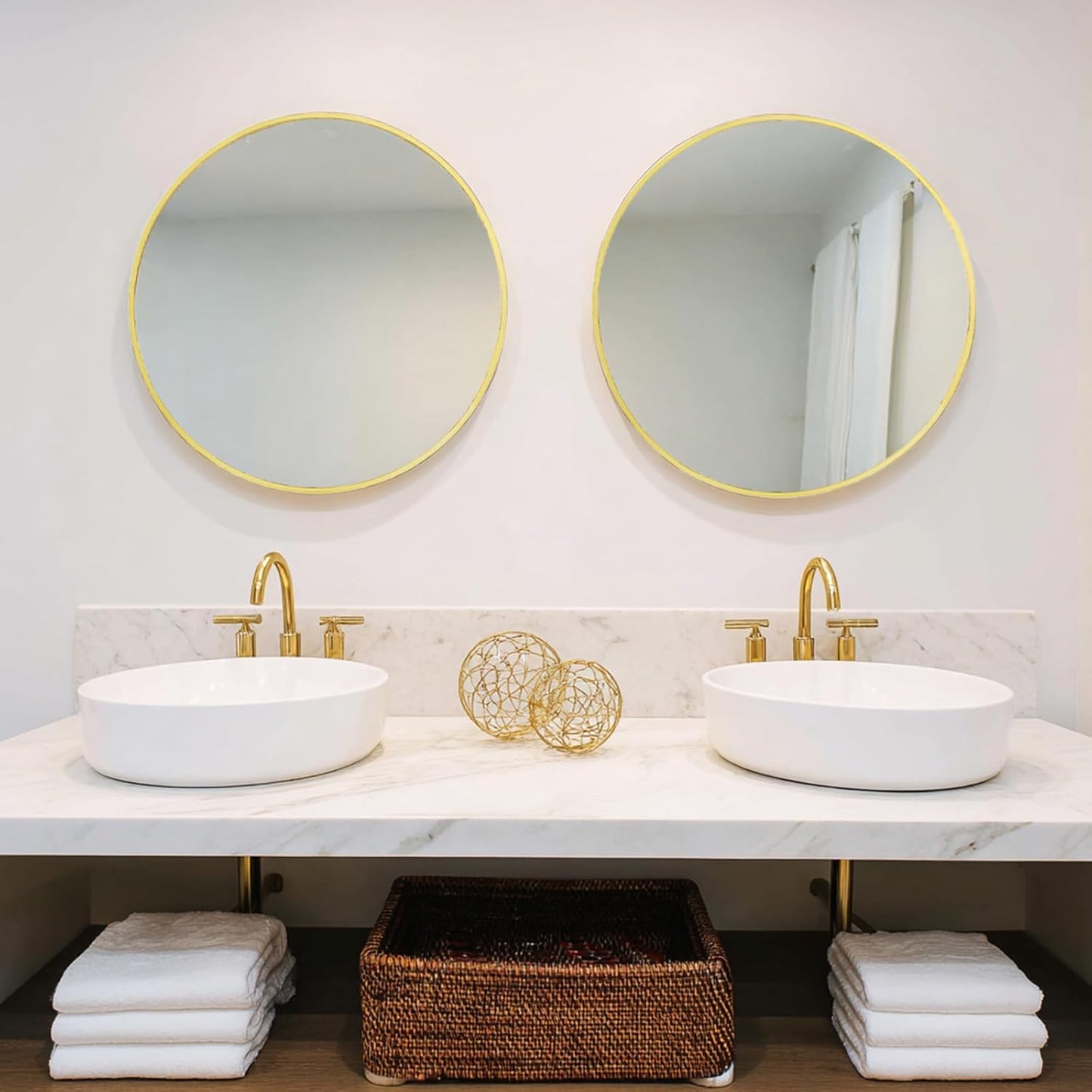 Sunniry Black Round Mirror, Round Mirror 24 inch, Black Circle Mirrors Matte Metal Frame, Wall Mounted Mirrors for Living Room, Bathroom, Wall, Entryway.