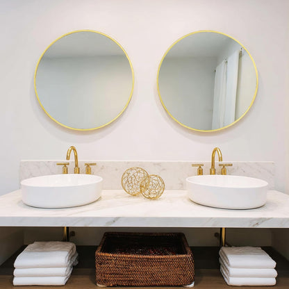 Sunniry Black Round Mirror, Round Mirror 24 inch, Black Circle Mirrors Matte Metal Frame, Wall Mounted Mirrors for Living Room, Bathroom, Wall, Entryway.