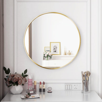 Itrue 12 Inch Small Round Decorative Wall Mirror, HD Silver-Coated Glass with Brushed Black Metal Frame, Minimalist Modern Accent Mirror for Vanity, Narrow Walls, Bathroom, Bedroom & Entryway