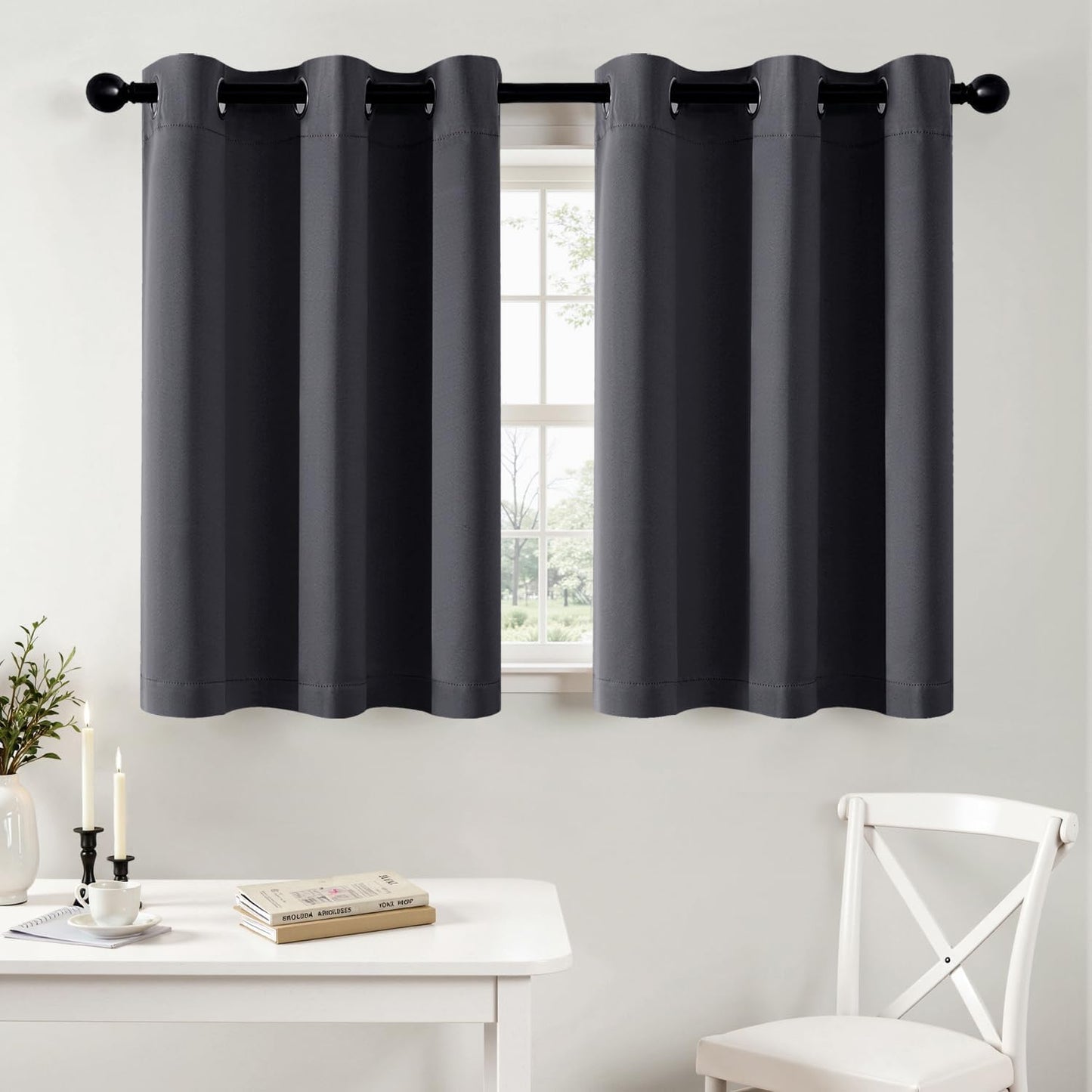 MIULEE Blackout Curtains for Bedroom Living Room 2 Panels, Thermal Insulated Room Darkening Drapes Grommet Noise Reducing Light Blocking Window Treatments 63 Inches Long 40x63 Inch Black - Colors A