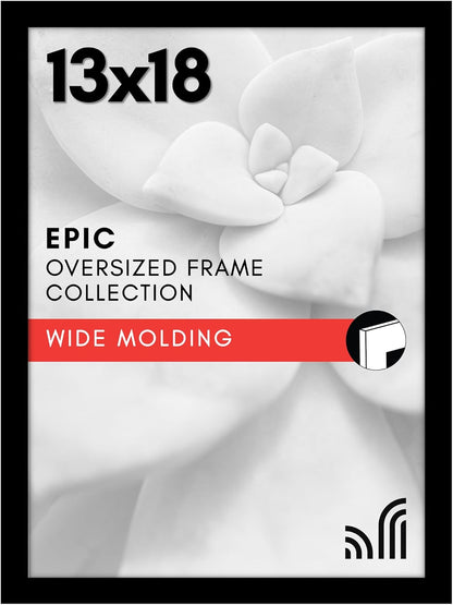 Americanflat 16x20 Picture Frame with Polished Plexiglass - Black Picture Frame - Wide Photo Frames Made of Engineered Wood for Vertical or Horizontal Wall Display - Epic Collection - Black - Colors C