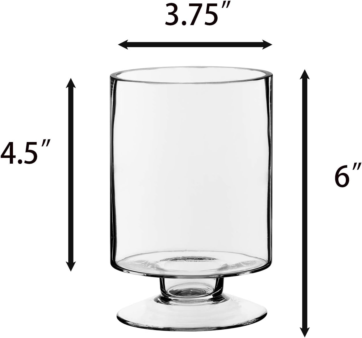 CYS EXCEL Glass Hurricane Pillar Candle Holder (H:6" W:3.75") | Multiple Size Choices Short Stem Candle Centerpieces | Stemmed Glass Cylinder Candle Vase