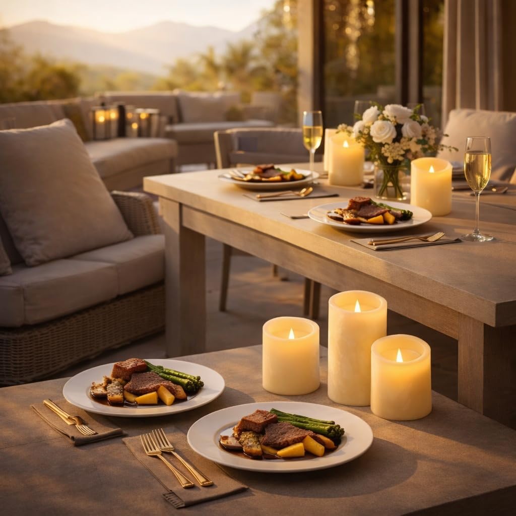 Enido Flameless Candles, Color Changing LED Candles(D: 3" x H: 4" 5" 6") Battery Operated Outdoor Waterpoof Candles Plastic Pack of 9 Flameless Pillar Candles