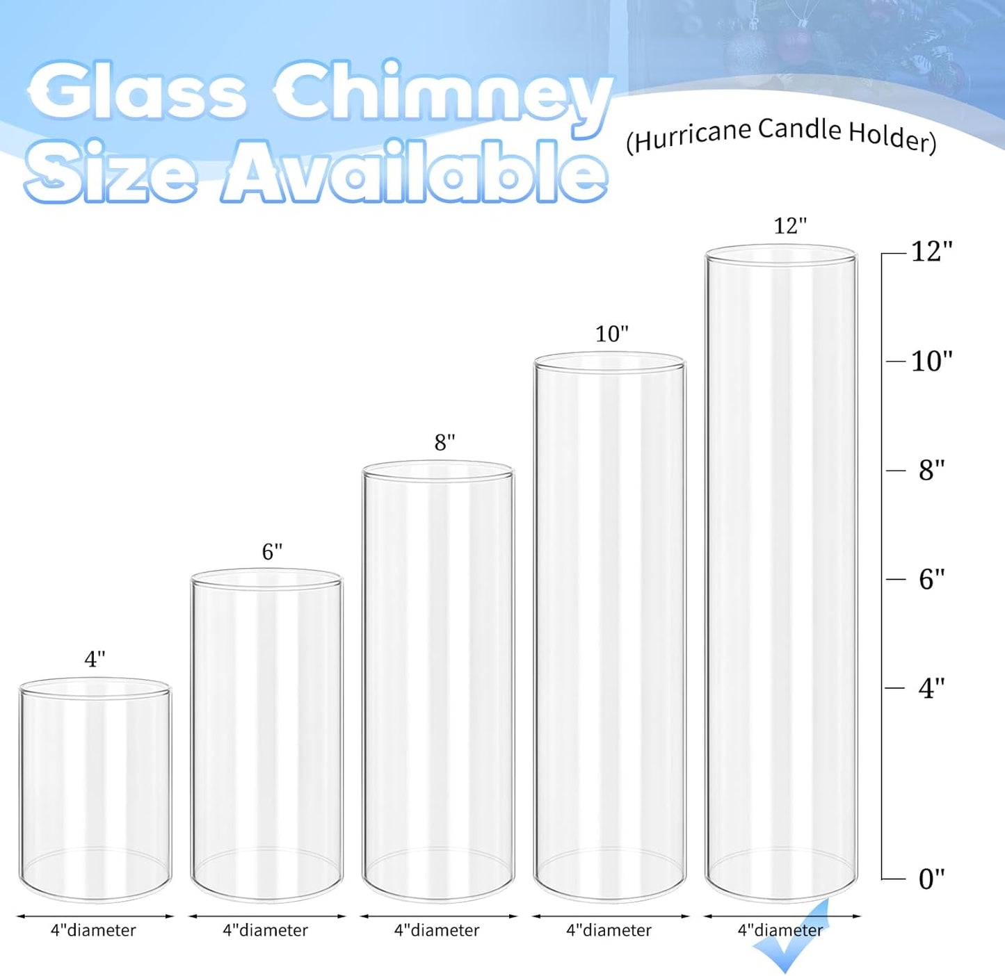 24 PCS Hurricane Candle Holder, 2.5" W x 14" H Open Ended Glass Candle Cylinder Sleeve, Clear Glass Cylinder Candle Holder, Open Flame Candle Chimney Tube Cover, Bottomless Cylindrical Glass