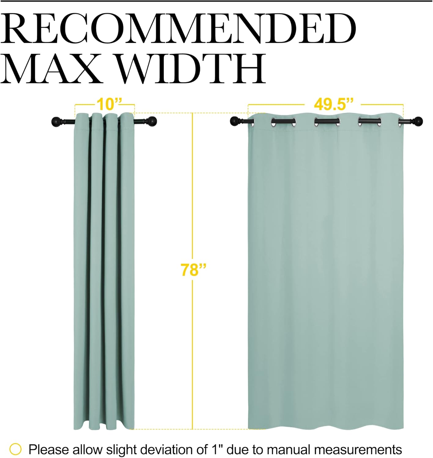 NICETOWN Halloween Pitch Black Solid Thermal Insulated Grommet Blackout Curtains/Drapes for Bedroom Window (2 Panels, 42 inches Wide by 63 inches Long, Black) - Colors A