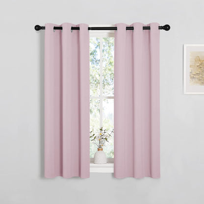 NICETOWN Halloween Pitch Black Solid Thermal Insulated Grommet Blackout Curtains/Drapes for Bedroom Window (2 Panels, 42 inches Wide by 63 inches Long, Black) - Colors B