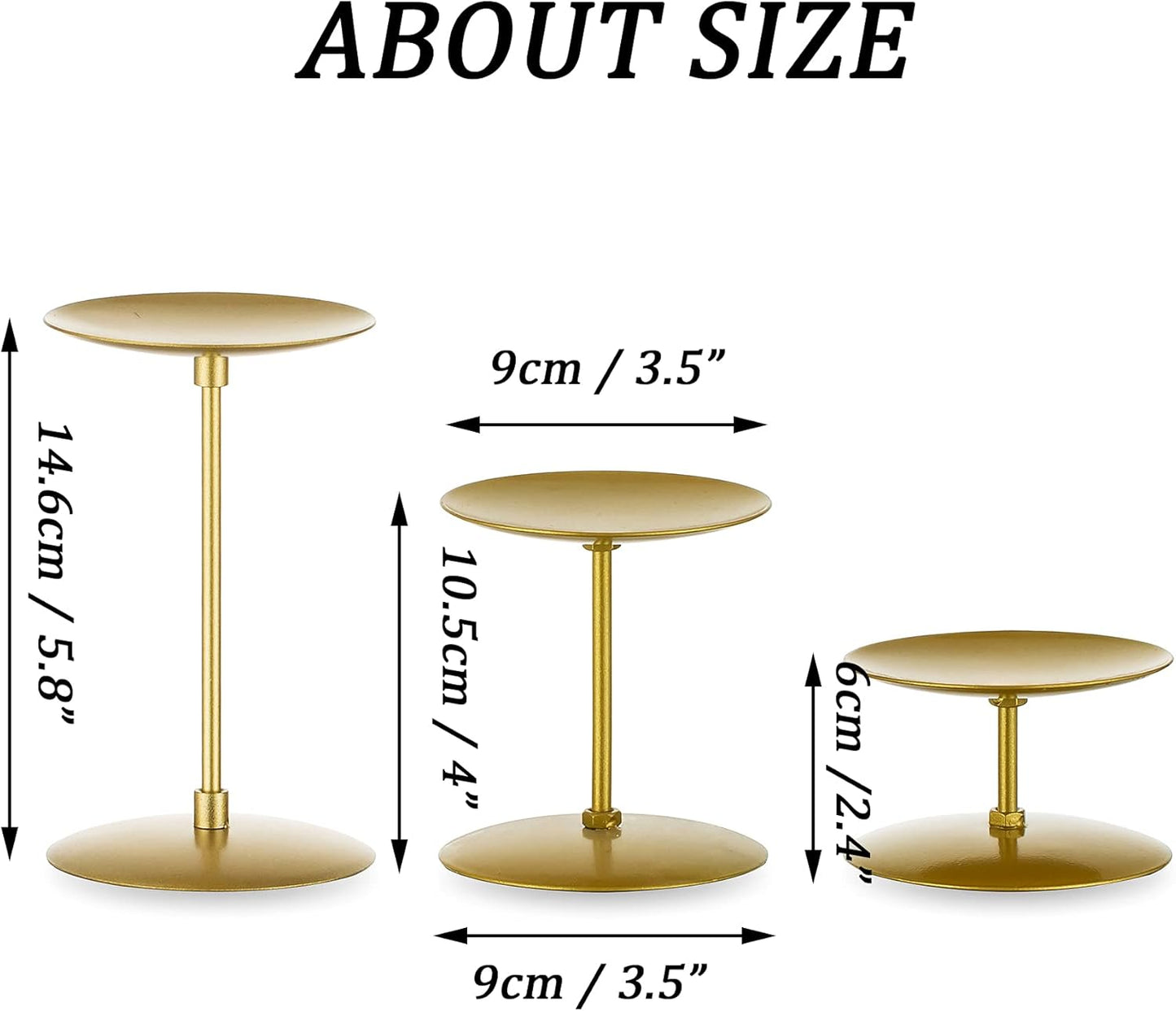 Pillar Candle Holders Candelabra Gold - Set of 12 Bulk Candle Stand Iron Plate Minimalism Modern Home Mantel Dinning Table Decorations Centerpiece for Wedding, Party, Housewarming, Events