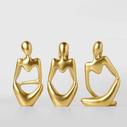 BrownLove 3pcs Decor White Thinker Statue Abstract Art Sculpture，Resin Collectible Figurines for Home Living Room Office Shelf Decoration