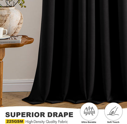MIULEE Blackout Curtains for Bedroom Living Room 2 Panels, Thermal Insulated Room Darkening Drapes Grommet Noise Reducing Light Blocking Window Treatments 63 Inches Long 40x63 Inch Black - Colors B