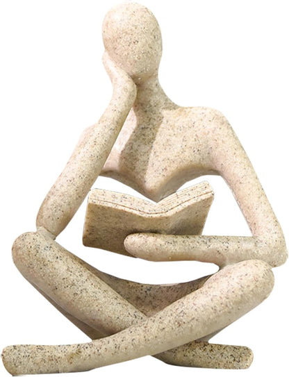 Jinkoozz Reading Women Statue, Thinker Sculptures, Abstract Art Ornament, Modern Aesthetic Figurine Decoration, Suitable for Home Living Room Bedroom Office Shelf Table Desk Bookshelf Decor