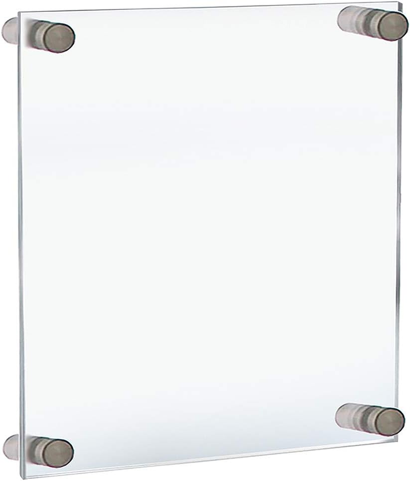 Azar Displays,105536, Floating Acrylic Wall Frame with Silver Hardware Stand Off Caps, Clear Hanging Photo Frame Display Mount with Frameless Border, Glass-Like Frame for Large Prints, 24" x 36"