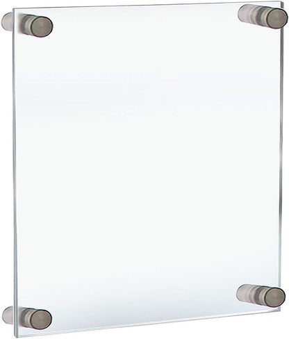 Azar Displays,105536, Floating Acrylic Wall Frame with Silver Hardware Stand Off Caps, Clear Hanging Photo Frame Display Mount with Frameless Border, Glass-Like Frame for Large Prints, 24" x 36"