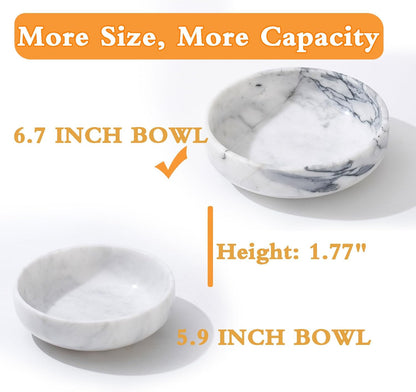 6.7" Large Decorative Bowl, Natural Marble Decorative Bowls for Home Decor, Key Bowl, Candy Bowl, Smudge Bowl, Coffee Tables Centerpiece (Natural Black)