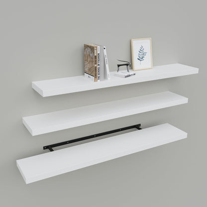 Upassion White Floating Shelves - Set of 3, 16" Wall Mounted Shelves for Home Decor, Living Room, Bedroom, Bathroom, Kitchen