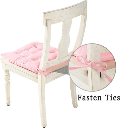 HLOVME Corduroy Chair Cushion with Ties Ultra Soft Warm Floor Cushion for Kids Reading Nook Comfortable Square Seat Cushion for Adult 15.7”x15.7”, White