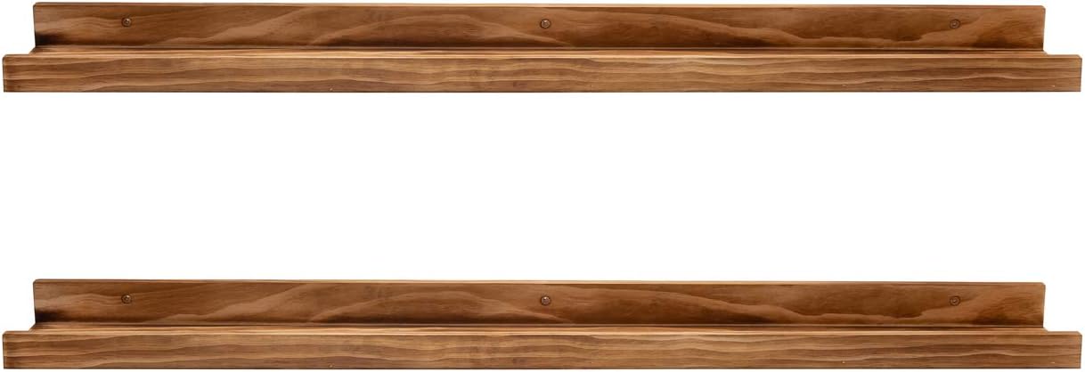 AZSKY Floating Shelves Wall Mounted Set of 2 Natural Wood Picture Shelves Wall Shelves for Bedroom Bathroom Living Room Kitchen Laundry Room Storage & Decoration 24 Inch