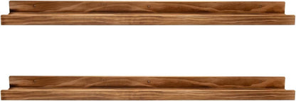 AZSKY Floating Shelves Wall Mounted Set of 2 Natural Wood Picture Shelves Wall Shelves for Bedroom Bathroom Living Room Kitchen Laundry Room Storage & Decoration 24 Inch