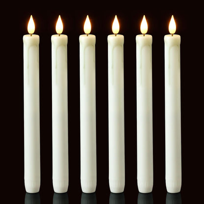 Homemory 2/3/6 Pack Flameless Taper Candles, No Remote, Realistic Flickering Battery Operated Candlesticks, Ivory LED Plastic Candle Safe for Weddings, Table Decor, Christmas, and Halloween(Set of 2)