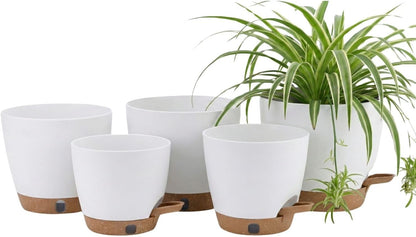 montresor 12/10/8 Inch Self Watering Pots for Indoor Plants Plastic Large Plant Pots for Outdoor Plants, Water Level Window & Spacious Reservoir Flower Pots Decorative Planter with Drainage and Tray