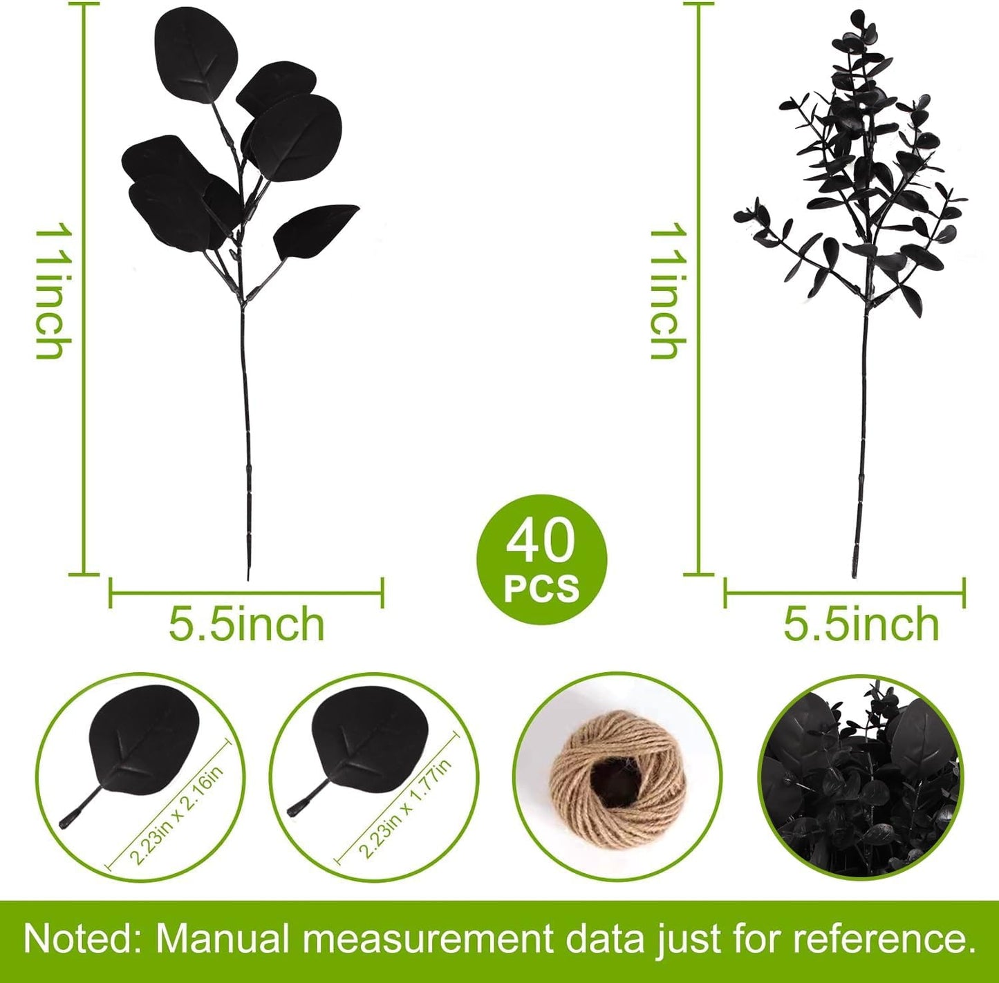 ZeKonan 40 Pcs Artificial Eucalyptus Stem, Fake Silver Dollar Eucalyptus Leaves Stems Bulk Real Touch Faux Leaf Branches for DIY Bouquets Floral Arrangement Wedding Home Decor