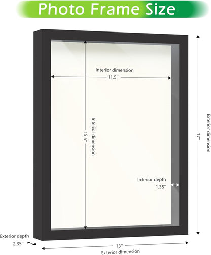 FrameWorks 11” x 14” Dark Oak Wooden Shadow Box Frame – Display Case with Soft Felt Back, Memory Box with Tempered Glass, Display Box with Elegant White Ball Push Pins, Wooden Flower Box