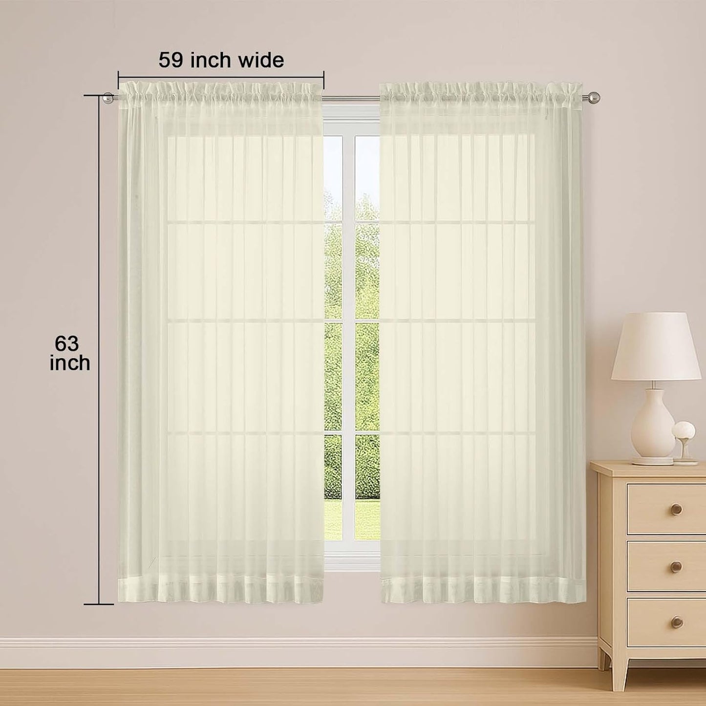 OWENIE Sheer Curtains 84 inches Long 2 Panels Set for Living Room/Bedroom, Rod Pocket Voile Sheer Panel Drapes, White, 2pcs, Each 42" W x 84" L - Colors B
