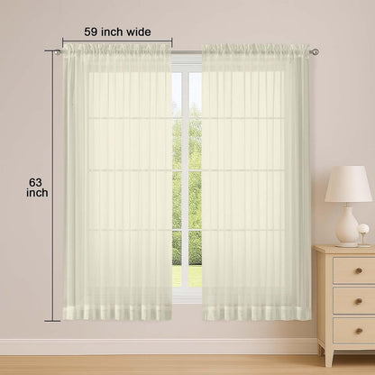 OWENIE Sheer Curtains 84 inches Long 2 Panels Set for Living Room/Bedroom, Rod Pocket Voile Sheer Panel Drapes, White, 2pcs, Each 42" W x 84" L - Colors B