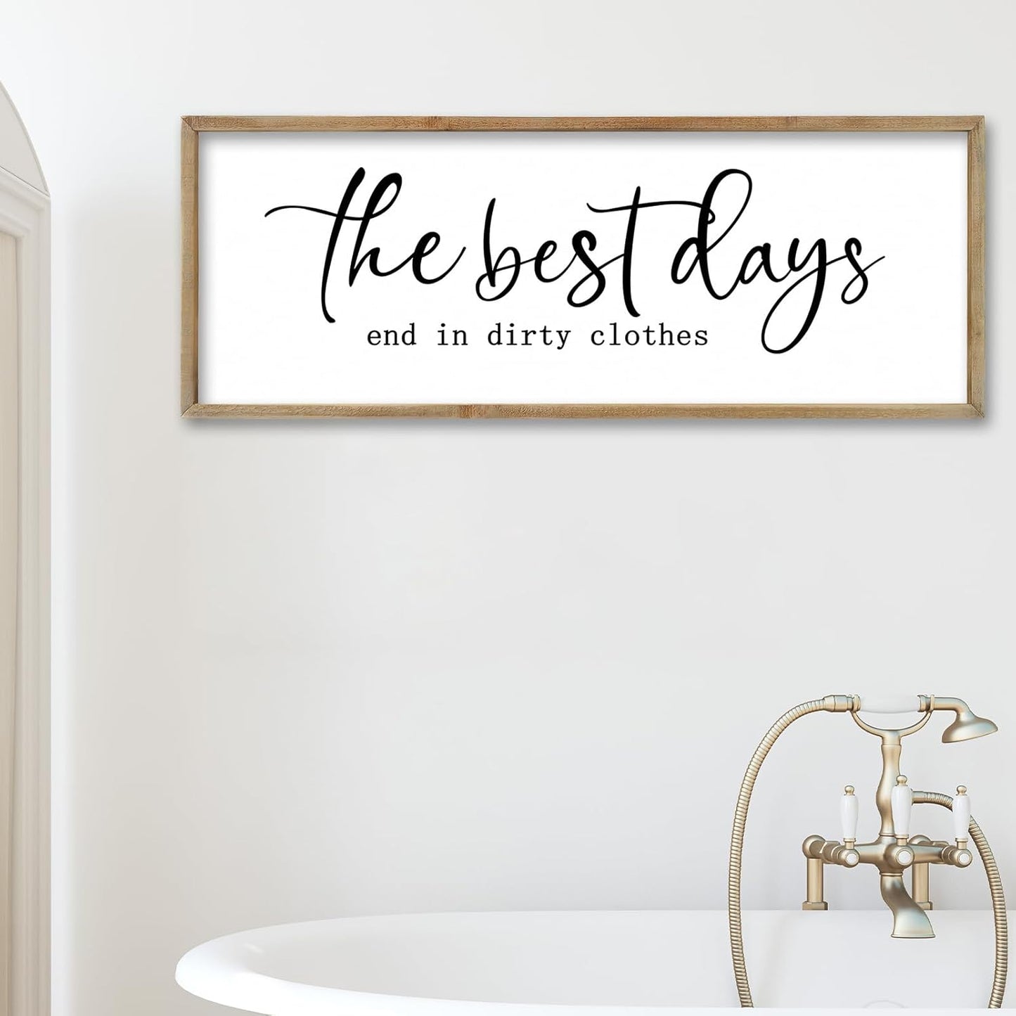 FZMHASLWW Gather Sign Wall Decor 32"×12" Large Wooden Framed for Dining Room Simple Home Kitchen Hanging Art (Wood)
