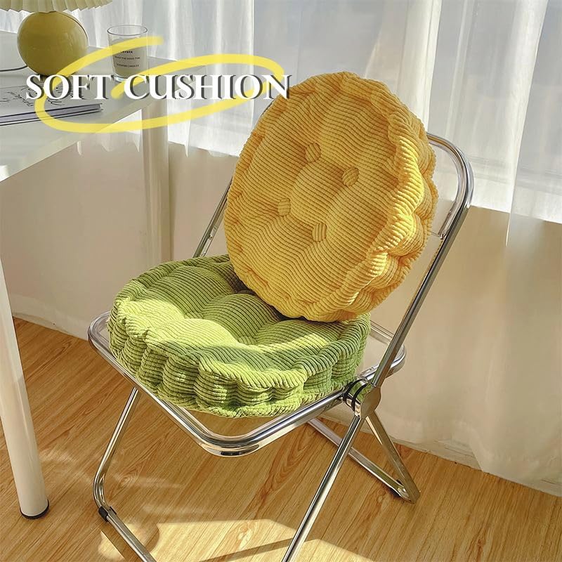 2 Pack Large Square and Round Floor Cushions for Adults Meditation Floor Pillow Green Corduroy Floor Seat Pillows Cushion for Living Room Balcony Tatami Yoga,18x18 Inch