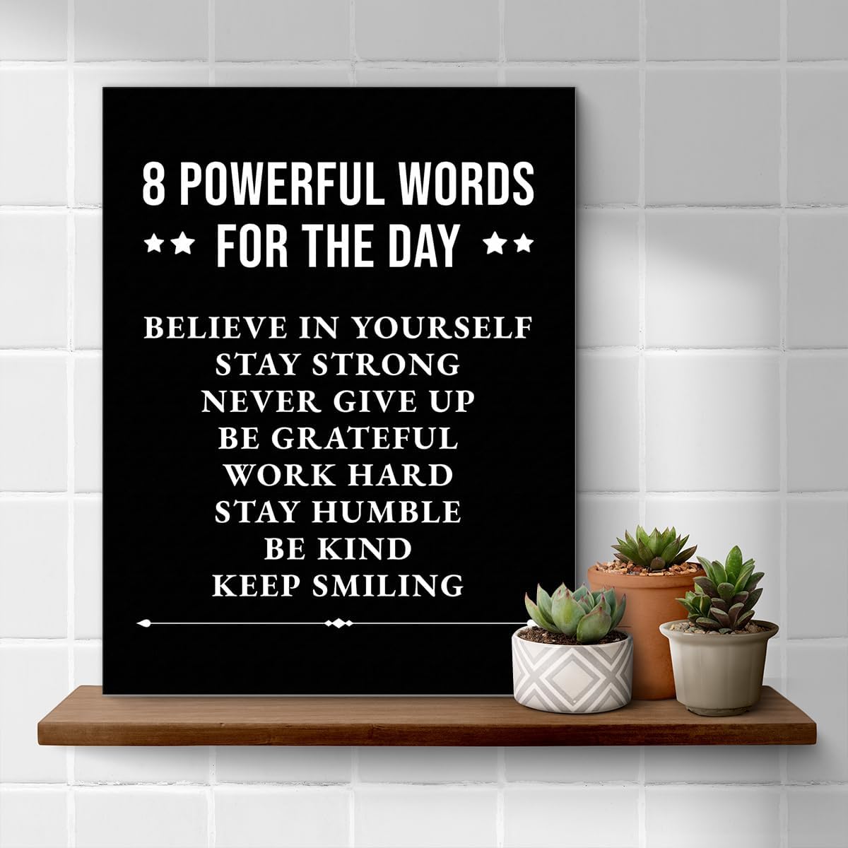 Inspirational Farmhouse Canvas Print Wall Art Decor One Small Positive Thought in the Morning Can Change Your Whole Day Sign Painting Plaque Rustic Home Decoration (8 X 8 Inches, Framed)