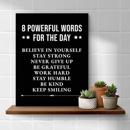 Inspirational Farmhouse Canvas Print Wall Art Decor One Small Positive Thought in the Morning Can Change Your Whole Day Sign Painting Plaque Rustic Home Decoration (8 X 8 Inches, Framed)