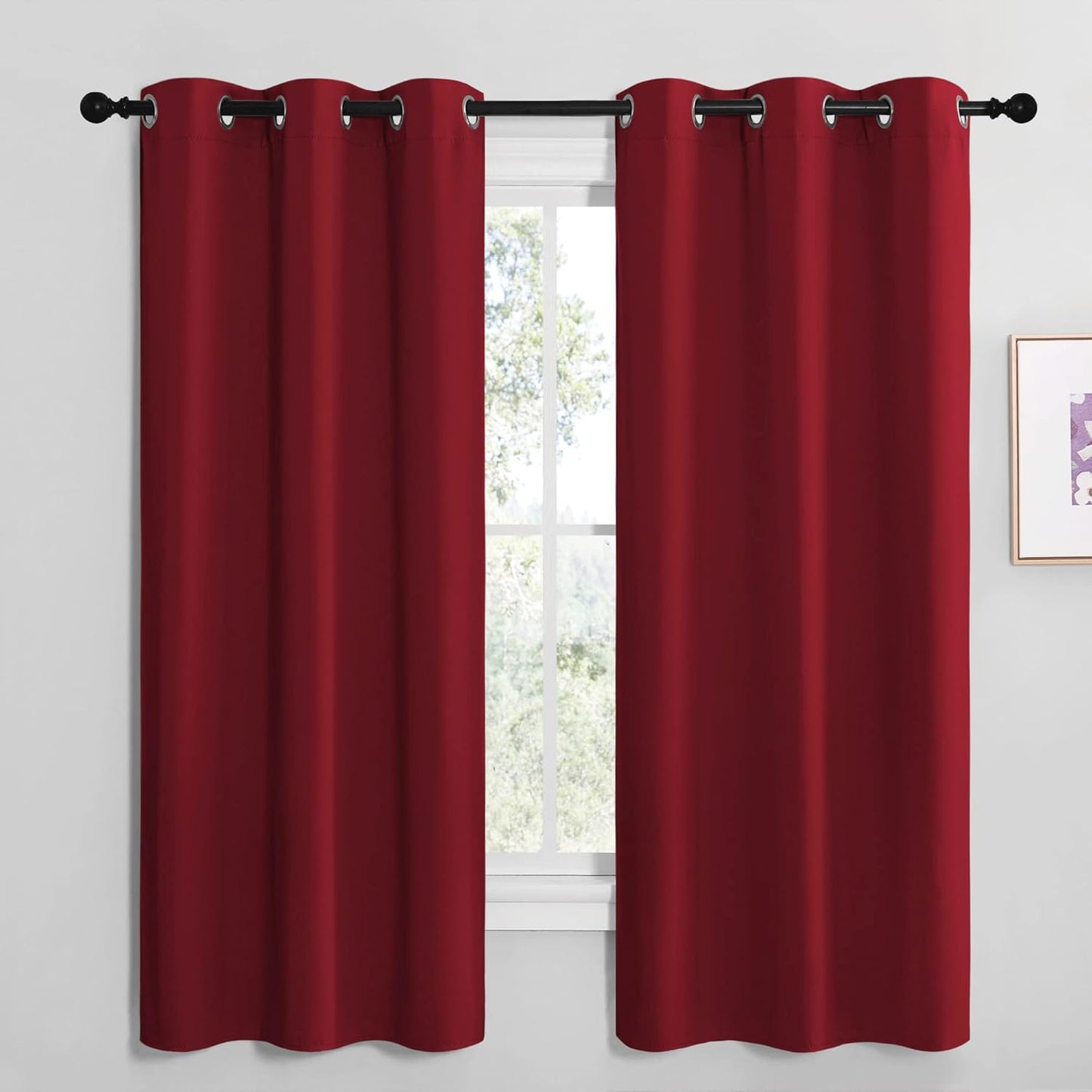 NICETOWN Halloween Pitch Black Solid Thermal Insulated Grommet Blackout Curtains/Drapes for Bedroom Window (2 Panels, 42 inches Wide by 63 inches Long, Black) - Colors A